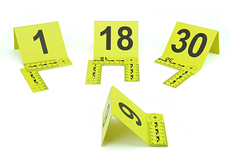 evidence markers with foldable l scale